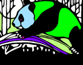 Desenho Urso panda a comer pintado por breno