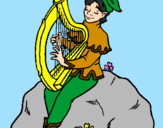Desenho Duende a tocar harpa pintado por Cintia