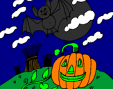 Desenho Paisagem Halloween pintado por rhayenne  