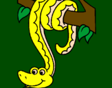 Desenho Serpente pendurada numa árvore pintado por lais
