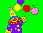 Desenho Palhaço com balões pintado por lilika