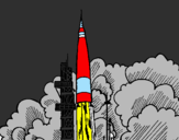 Desenho Lançamento foguete pintado por Bianca Costa