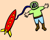 Desenho Foguete e astronauta pintado por rafa