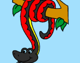 Desenho Serpente pendurada numa árvore pintado por BISA