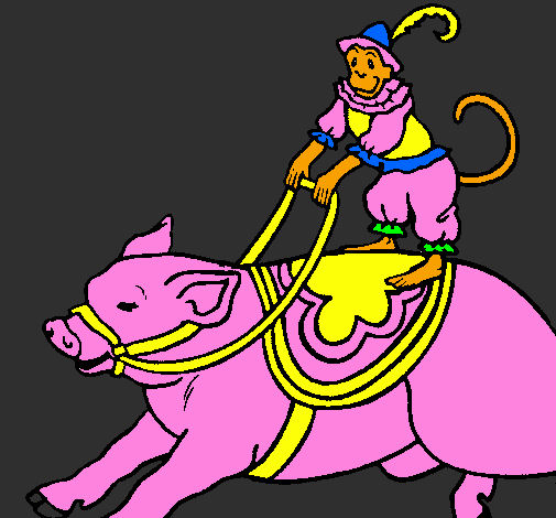 Desenho Macaco e porco pintado por Felipe