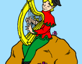 Desenho Duende a tocar harpa pintado por gi