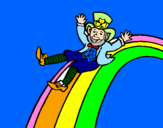 Desenho Duende no arco-íris pintado por rafaela