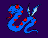 Desenho Serpente com asas pintado por leandro