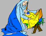Desenho Nascimento do menino Jesús pintado por Monica