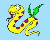 Desenho Serpente com asas pintado por ph