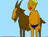 Desenho Cabra e criança africana pintado por larissa