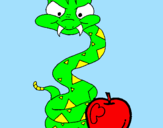 Desenho Serpente e maçã pintado por ph