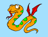 Desenho Serpente com asas pintado por ph