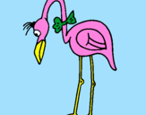 Desenho Flamingo com passarita pintado por thuco