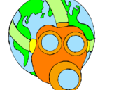 Desenho Terra com máscara de gás pintado por pedro-miguel