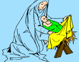 Desenho Nascimento do menino Jesús pintado por isis