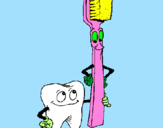Desenho Dentes e escova de dentes pintado por brenda
