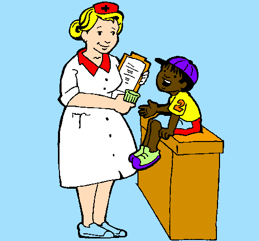 Desenho de Enfermeira e menino pintado e colorido por Luaraazm o