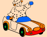 Desenho Boneca em carro descapotável pintado por lucas