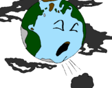 Desenho Terra doente pintado por Flavia