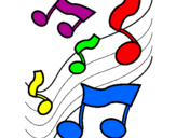 Desenho Notas na escala musical pintado por Notas de música