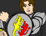 Desenho Cavaleiro com escudo de leão pintado por rodrigo