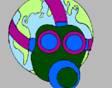 Desenho Terra com máscara de gás pintado por Filippy