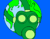 Desenho Terra com máscara de gás pintado por erdnaotar