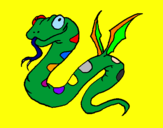 Desenho Serpente com asas pintado por cobra de azas