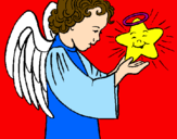 Desenho Anjo e estrela pintado por MÓNICA