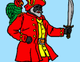 Desenho Pirata com um papagaio pintado por witor
