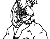 Desenho Duende a tocar harpa pintado por b