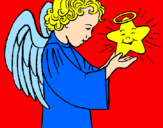 Desenho Anjo e estrela pintado por Minca