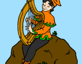 Desenho Duende a tocar harpa pintado por maraiana