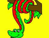 Desenho Serpente pendurada numa árvore pintado por antonio