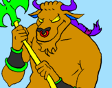 Desenho Minotauro pintado por touro