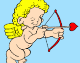Desenho Cupido a apontar com a seta pintado por lorena