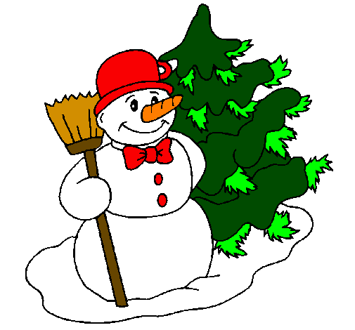 Desenho de Boneco de neve e árvore de natal pintado e colorido por Usuário  não registrado o dia 05 de Setembro do 2010