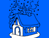 Desenho Casa na neve pintado por pipa