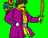 Desenho Pirata com um papagaio pintado por felipe