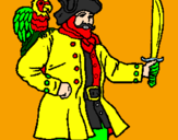 Desenho Pirata com um papagaio pintado por luis gustavo