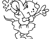Desenho Rata com vestido pintado por ratinha