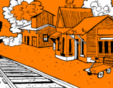 Desenho Estação de comboio pintado por evelyn