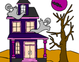 Desenho Casa do terror pintado por thaylla