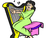 Desenho Mulher a tocar harpa pintado por jhoulll