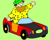 Desenho Boneca em carro descapotável pintado por jennifer 8 anos