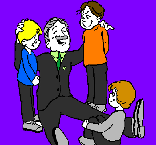 Papá com os seus 3 filhos