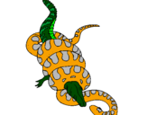 Desenho Anaconda e jacaré pintado por dudinha
