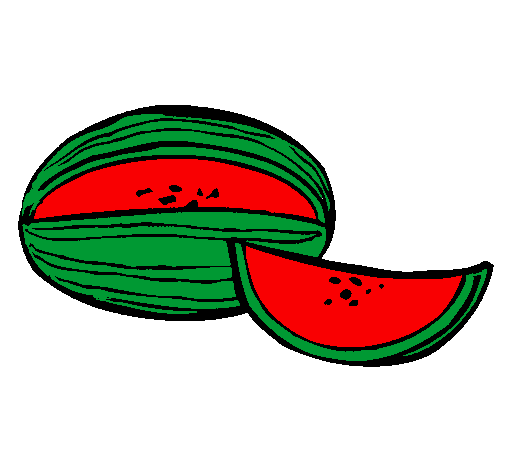 Desenho Melão pintado por melancia