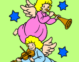 Desenho Anjos musicais pintado por fabinho